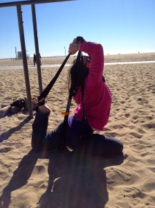 "pigeon" style stretch with the MostFit Suspension Strap