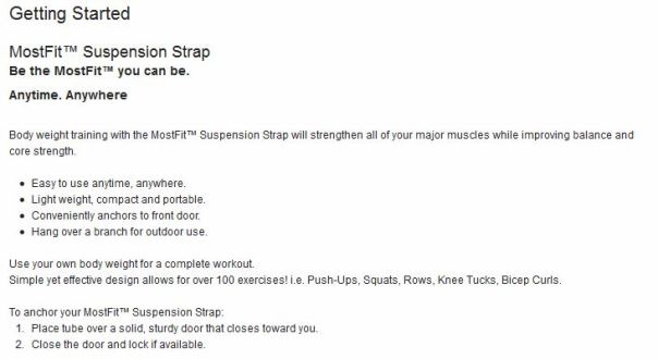 "Getting Started" instructions via MostFit's website